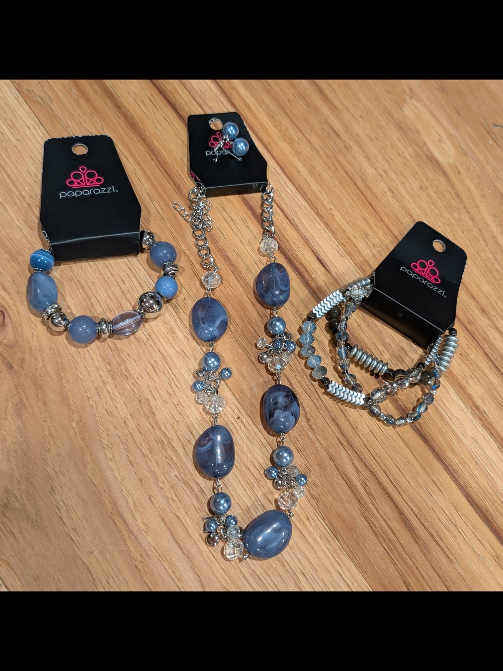 Paparazzi Blue Beaded Necklace and Bracelet Set